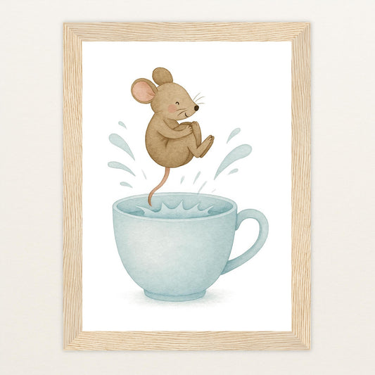Mimi die Maus - Motiv: "Pool" Poster mit Holzrahmen von tinylearner