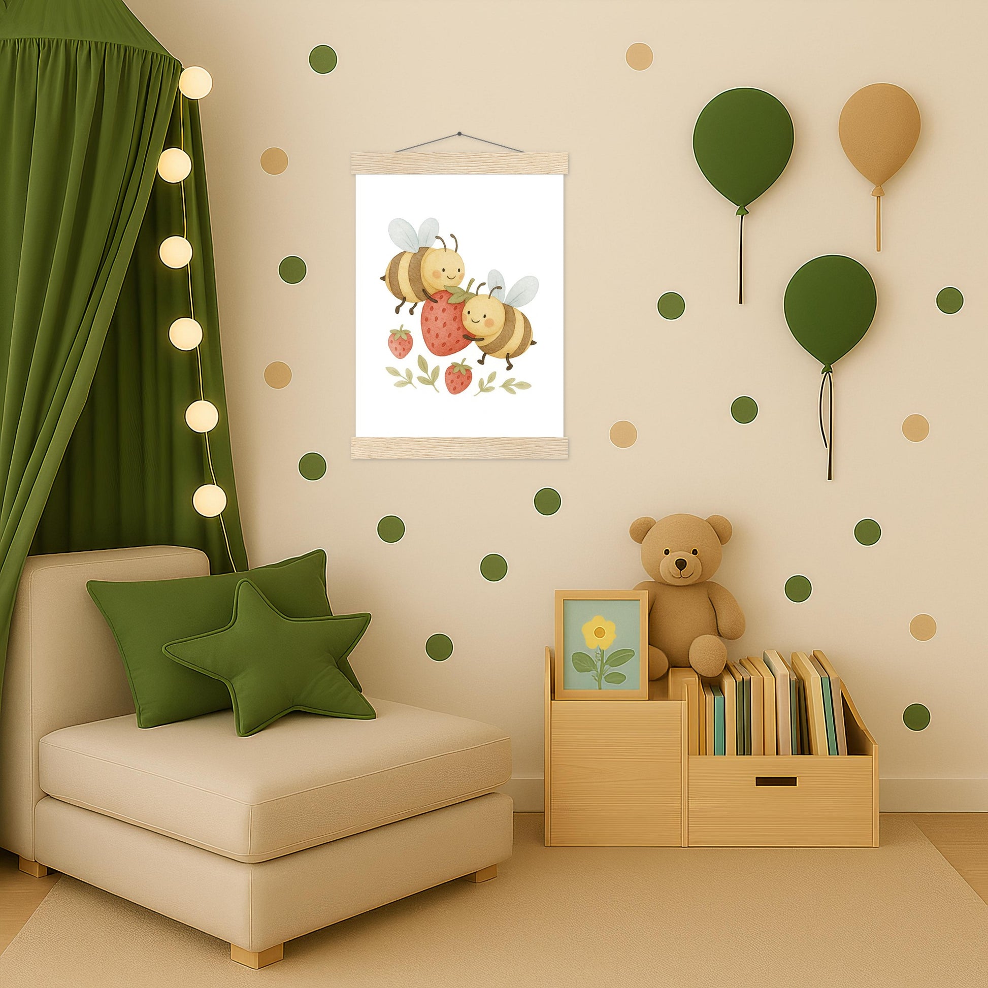 Bibi die Biene - Motiv: "Erdbeere" Poster mit Leisten von tinylearner