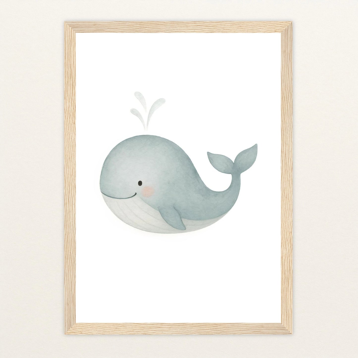 Willi der Wal Poster mit Holzrahmen von tinylearner