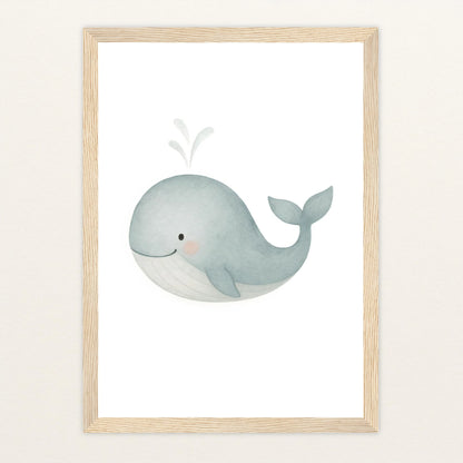 Willi der Wal Poster mit Holzrahmen von tinylearner