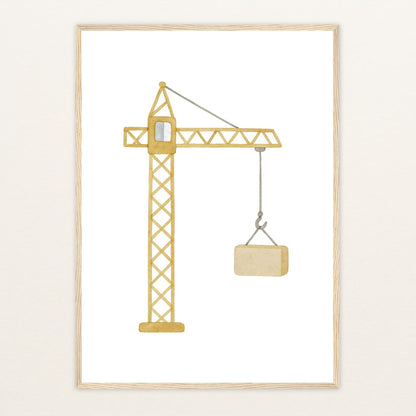 Kran Poster mit Holzrahmen von tinylearner