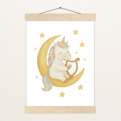 Luni das Einhorn - Motiv: "Mond" Poster mit Leisten von tinylearner