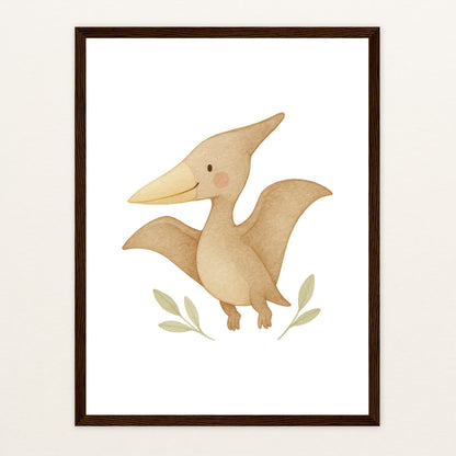 Dinosaurier Pteranodon Poster mit Holzrahmen von tinylearner