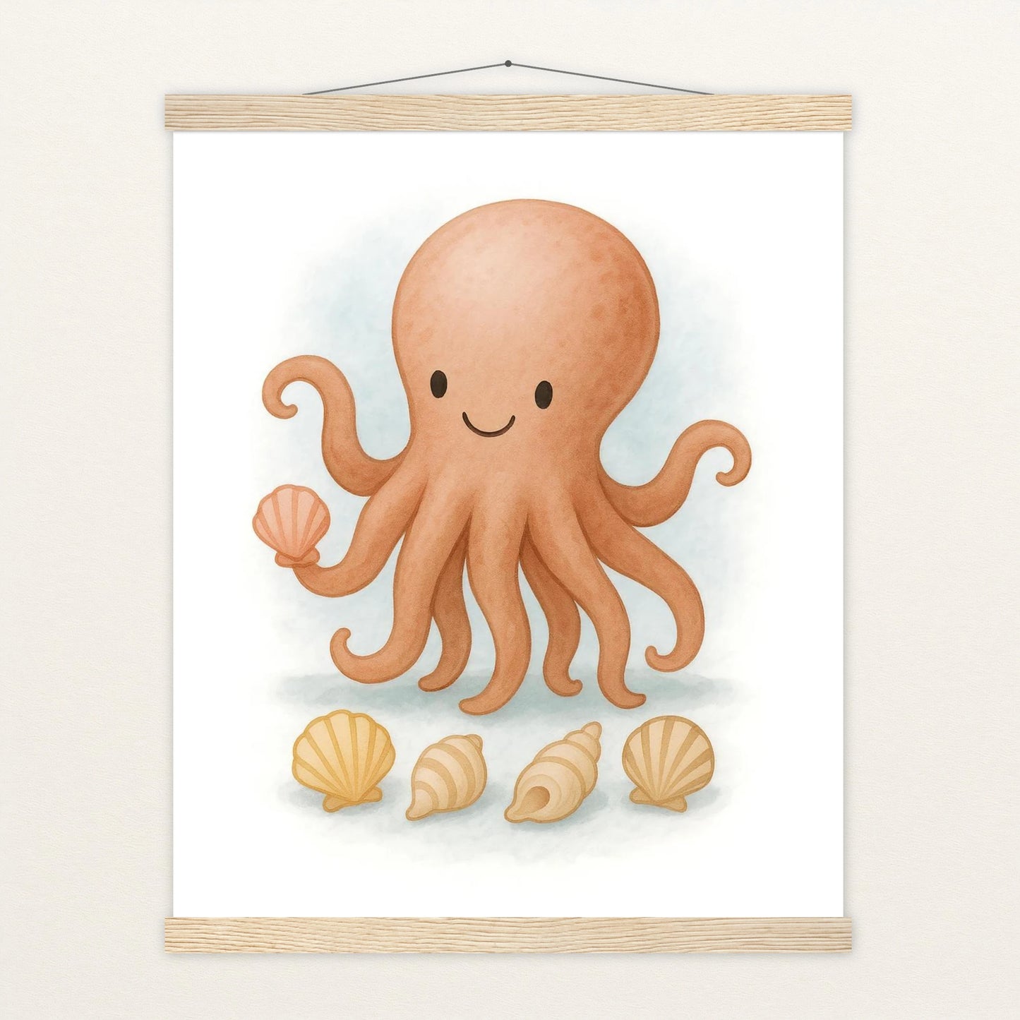 Tilli der Tintenfisch - Motiv: "Muscheln" Poster mit Leisten von tinylearner