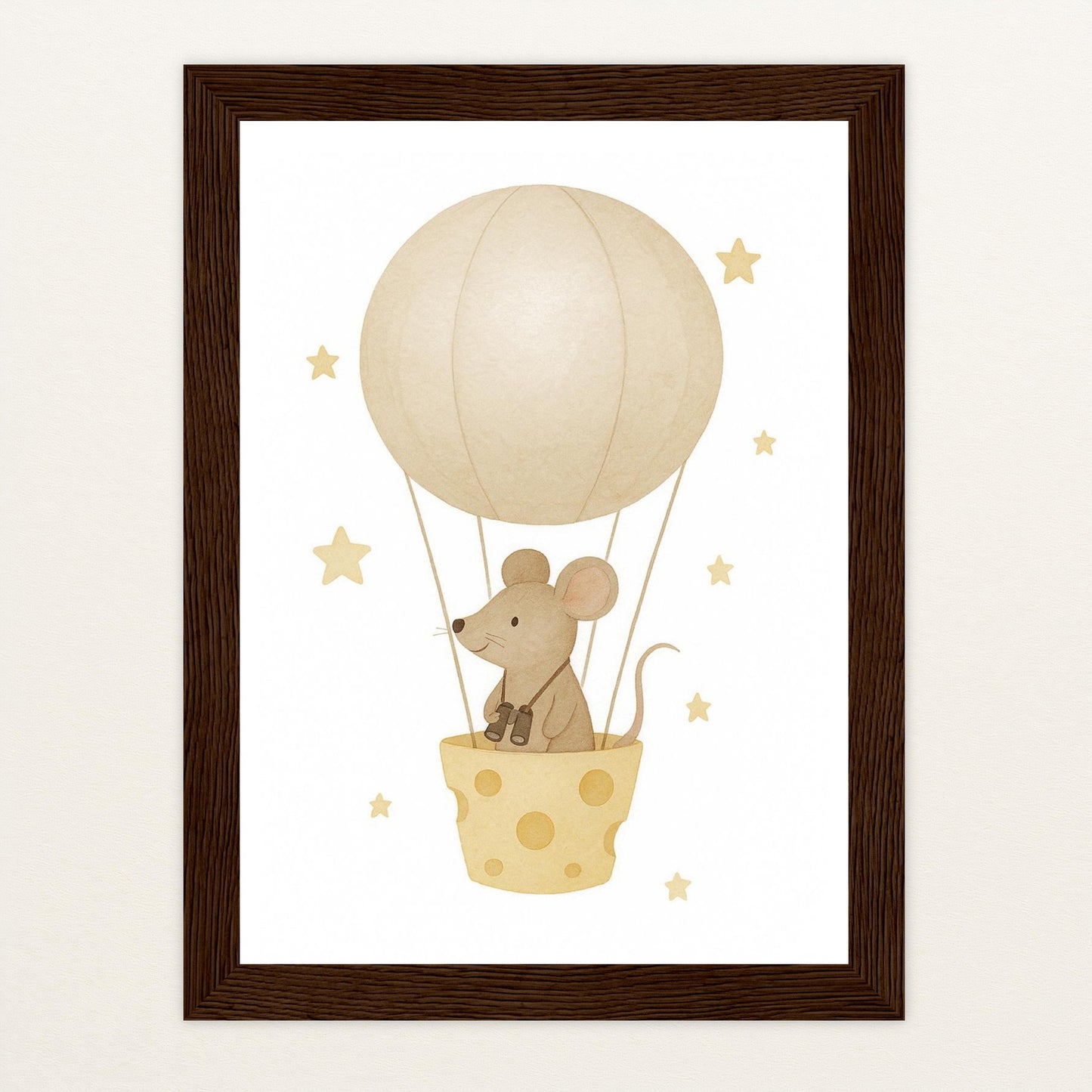 Mimi die Maus - Motiv: "Heißluftballon" Poster mit Holzrahmen von tinylearner