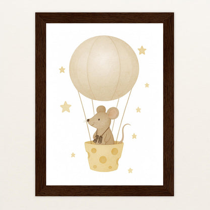 Mimi die Maus - Motiv: "Heißluftballon" Poster mit Holzrahmen von tinylearner