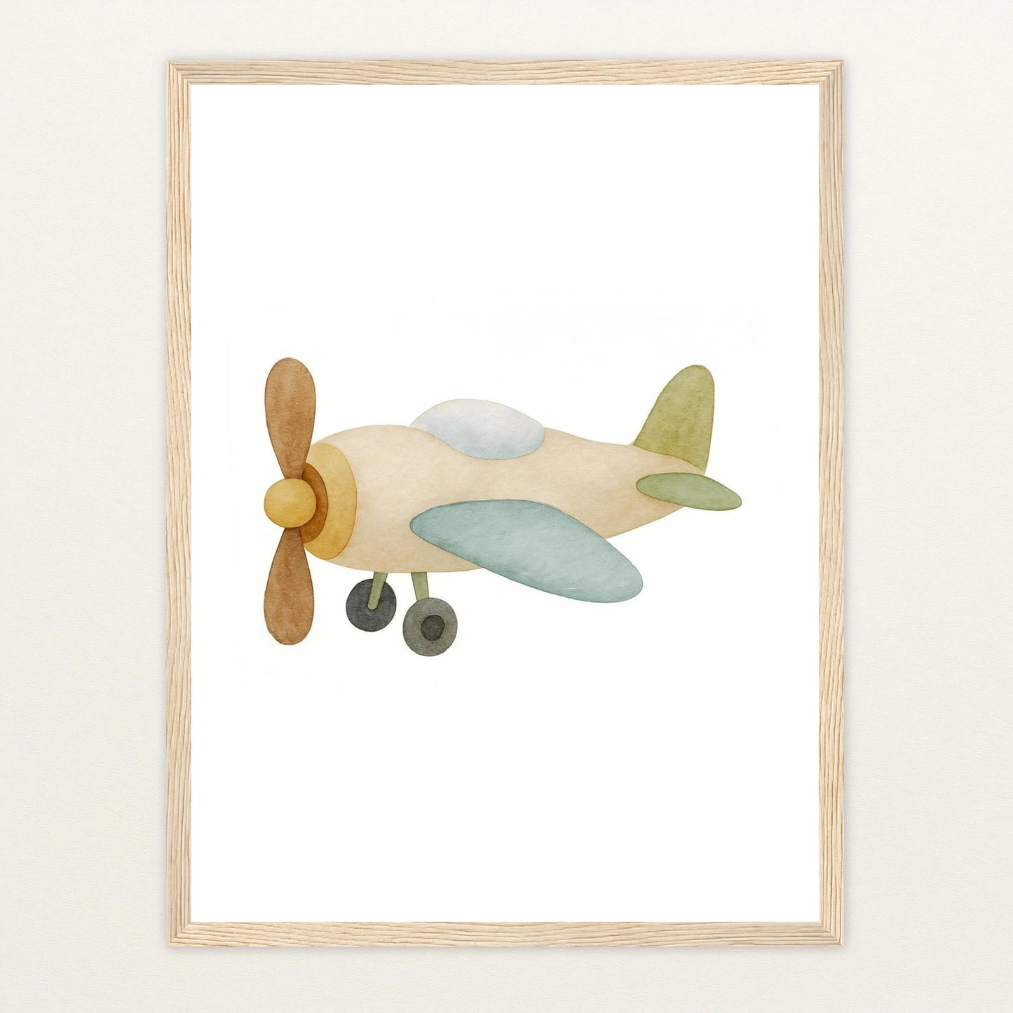 Propellerflugzeug Poster mit Holzrahmen von tinylearner