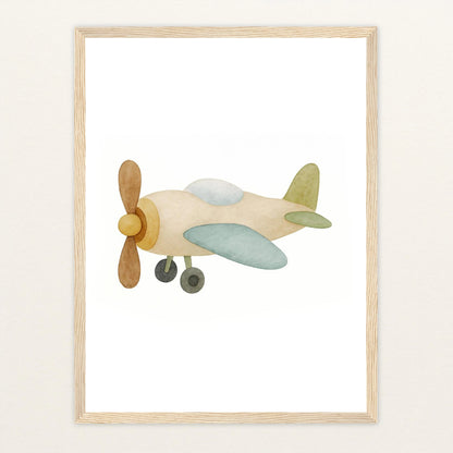 Propellerflugzeug Poster mit Holzrahmen von tinylearner