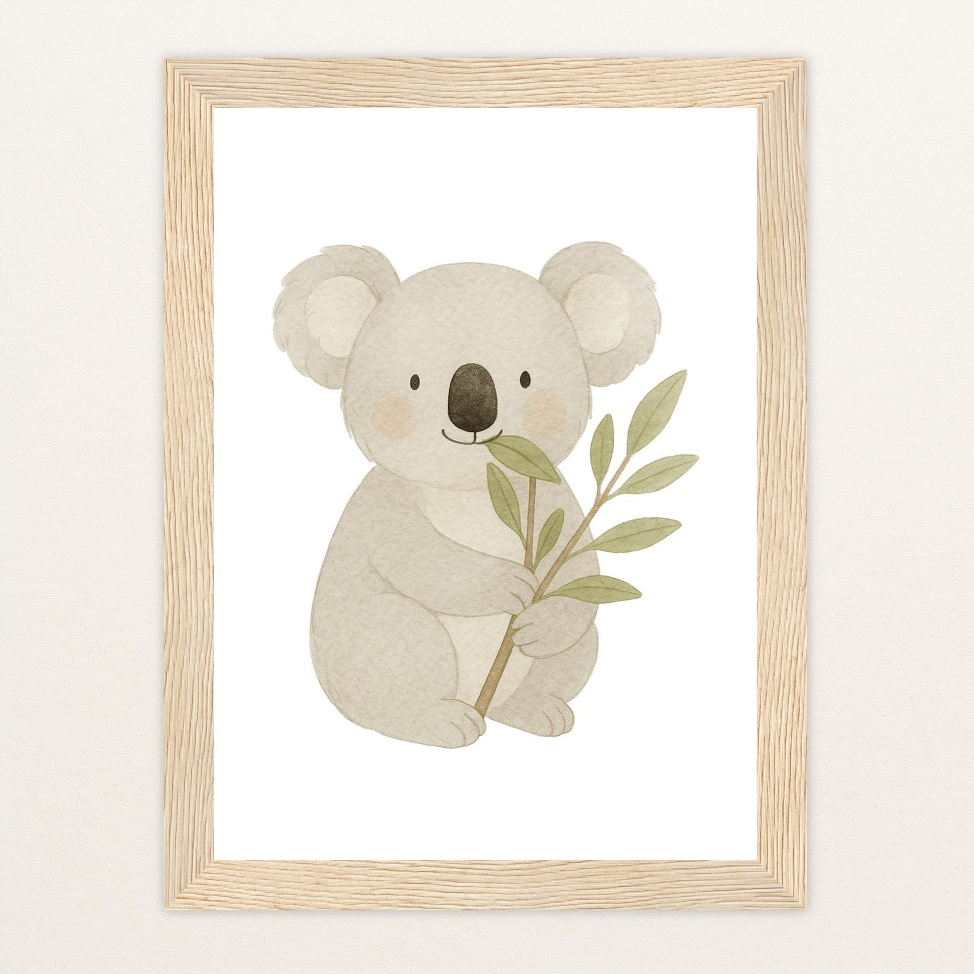 Kori der Koala - Motiv: "Eukalyptus" Poster mit Holzrahmen von tinylearner