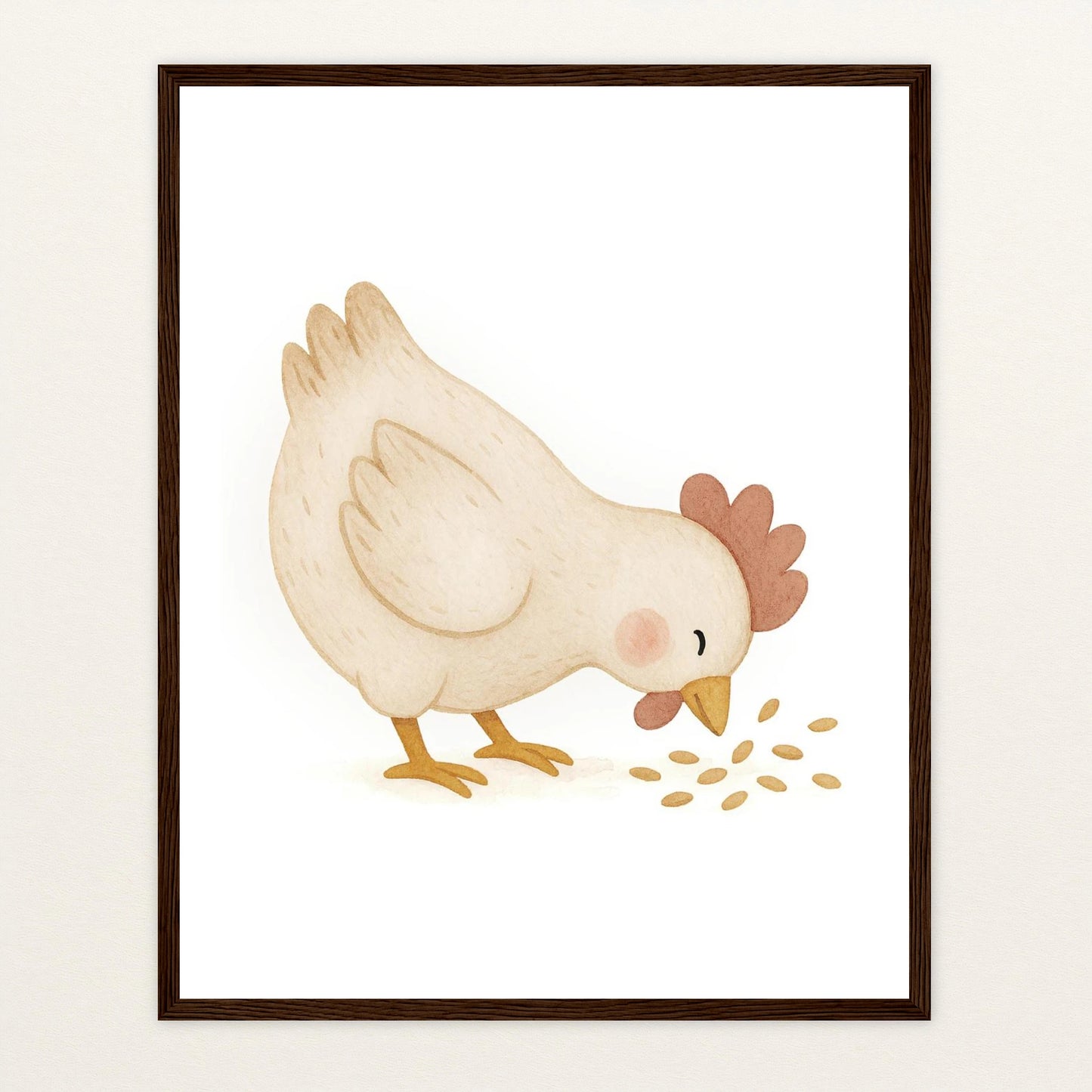 Hanni das Huhn - Motiv: "Körner" Poster mit Holzrahmen von tinylearner