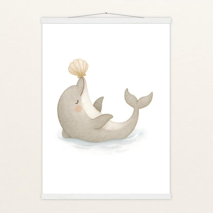Dora der Delfin - Motiv: "Muschel" Poster mit Leisten von tinylearner