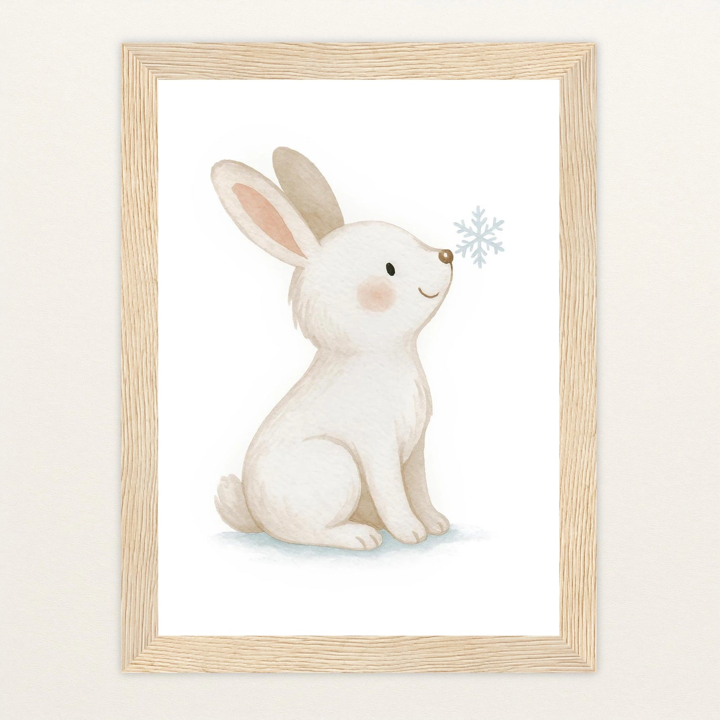 Sina der Schneehase Poster mit Holzrahmen von tinylearner