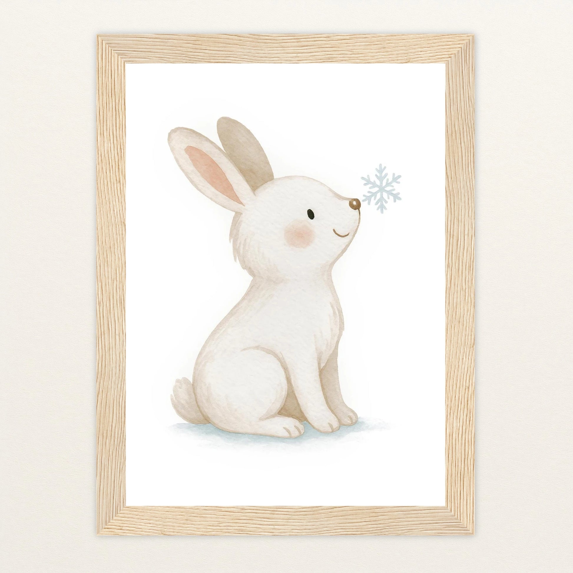 Sina der Schneehase Poster mit Holzrahmen von tinylearner