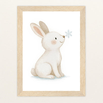 Sina der Schneehase Poster mit Holzrahmen von tinylearner