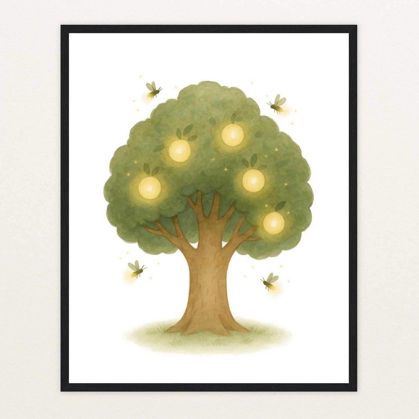 Leuchtbaum Poster mit Holzrahmen von tinylearner