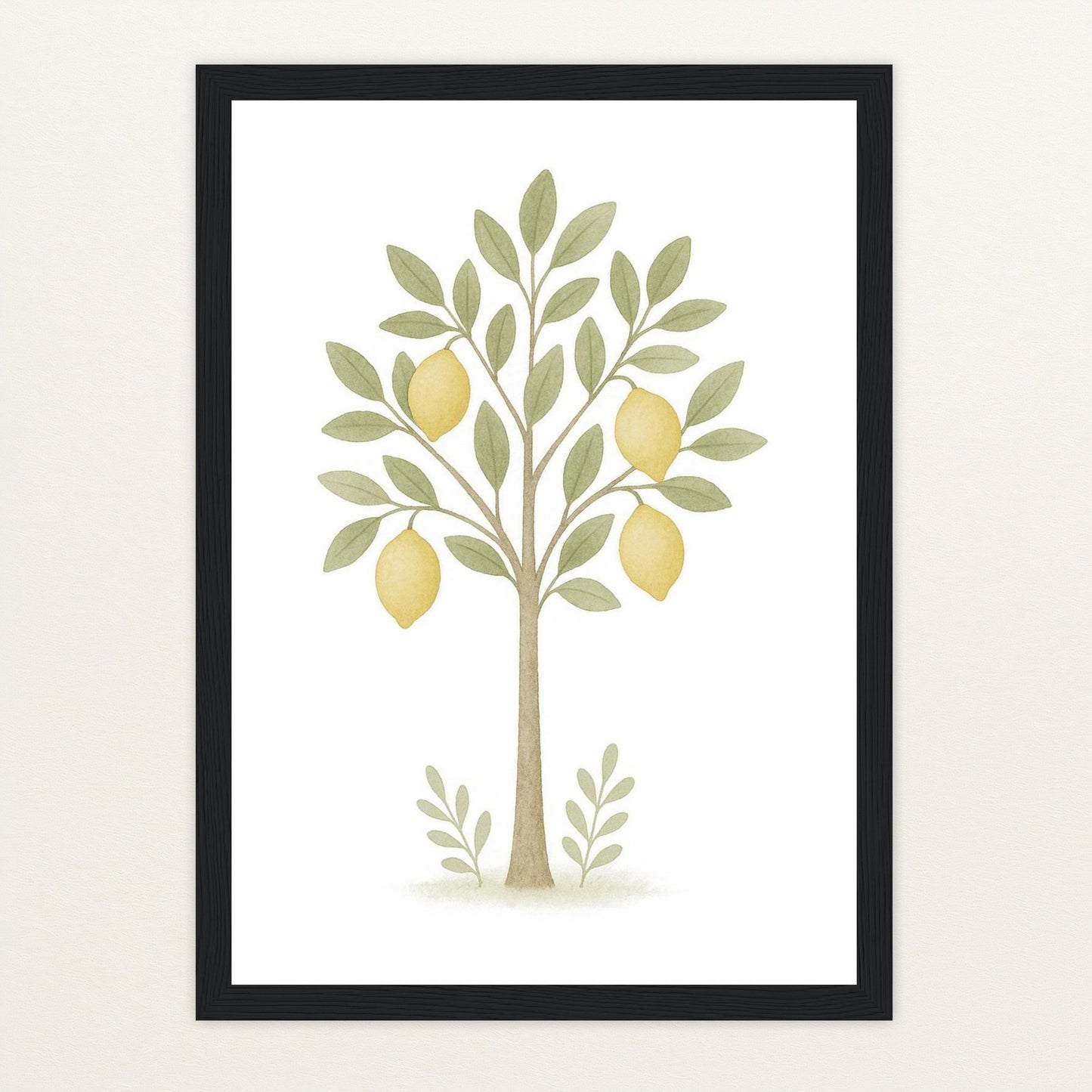 Zitronenbaum Poster mit Holzrahmen von tinylearner