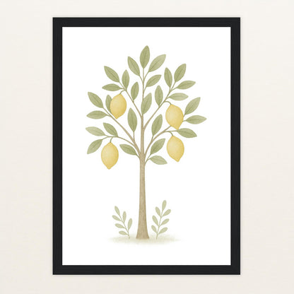 Zitronenbaum Poster mit Holzrahmen von tinylearner