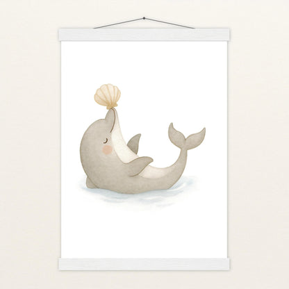 Dora der Delfin - Motiv: "Muschel" Poster mit Leisten von tinylearner