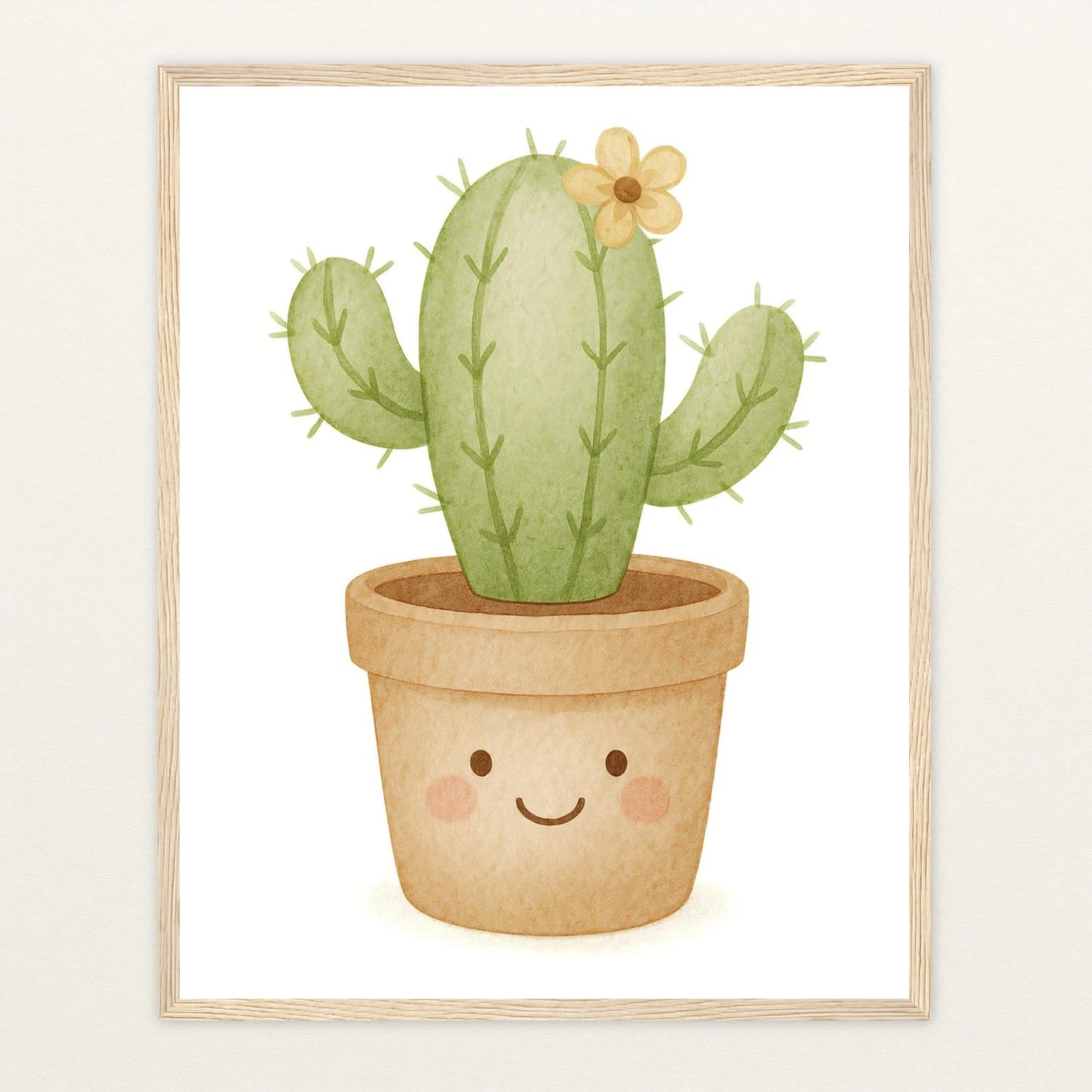 Kaktus Poster mit Holzrahmen von tinylearner
