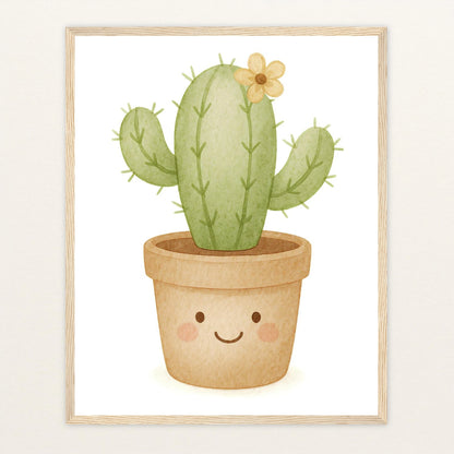 Kaktus Poster mit Holzrahmen von tinylearner