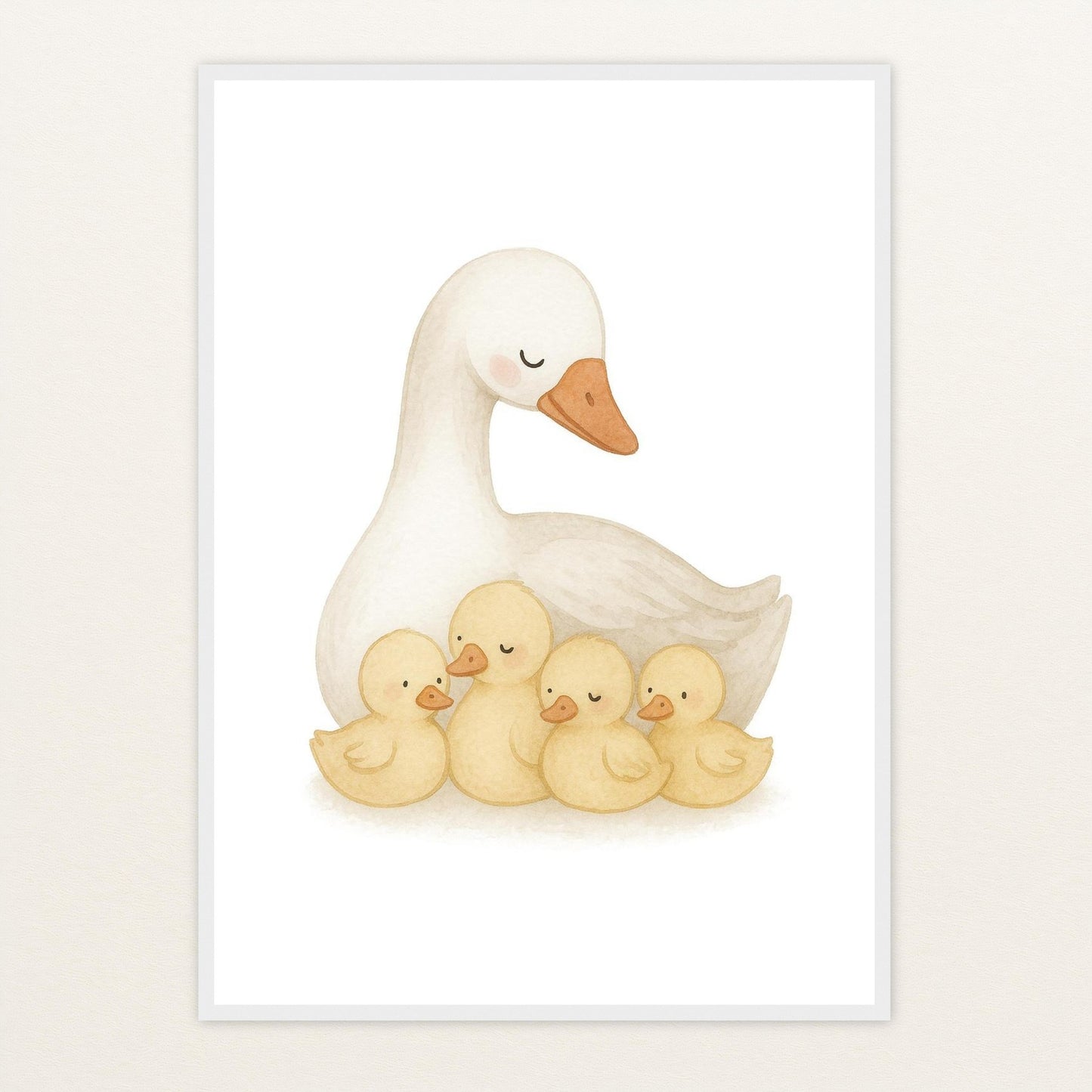 Gusi die Gans - Motiv: "Familie" Poster mit Holzrahmen von tinylearner