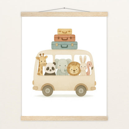 Tierfreunde - Motiv: "Reisebus" Poster mit Leisten von tinylearner