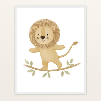 Leo der Löwe - Motiv: "Seiltanz" Poster mit Holzrahmen von tinylearner