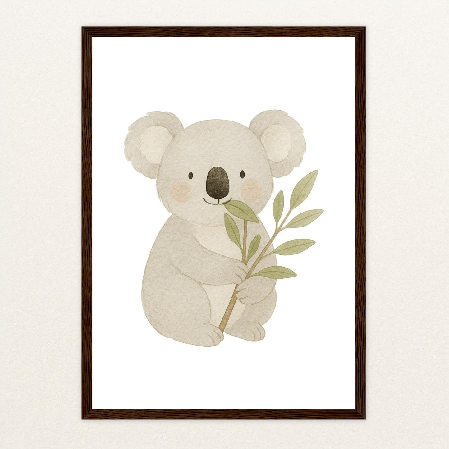 Kori der Koala - Motiv: "Eukalyptus" Poster mit Holzrahmen von tinylearner