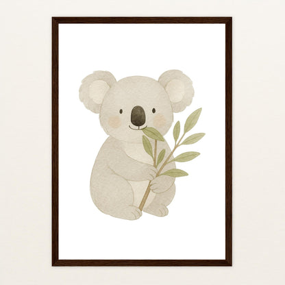 Kori der Koala - Motiv: "Eukalyptus" Poster mit Holzrahmen von tinylearner