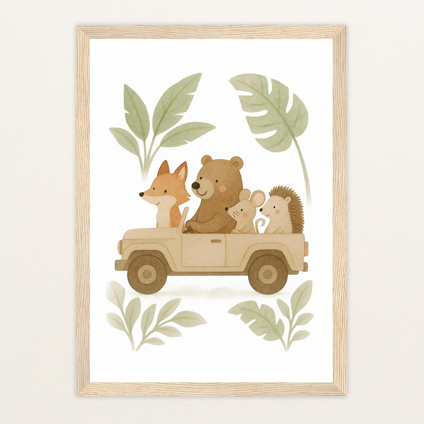 Tierfreunde - Motiv: "Safari" Poster mit Holzrahmen von tinylearner