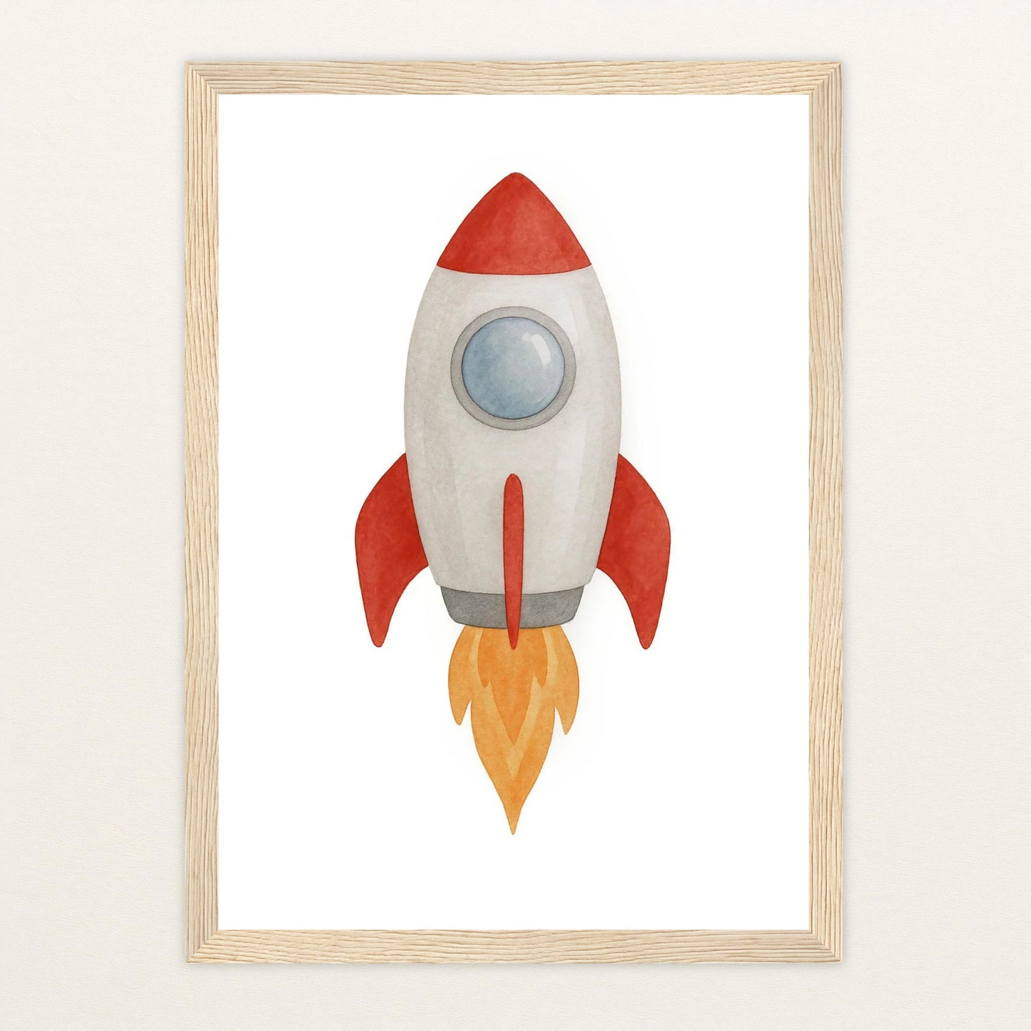 Rakete Poster mit Holzrahmen von tinylearner