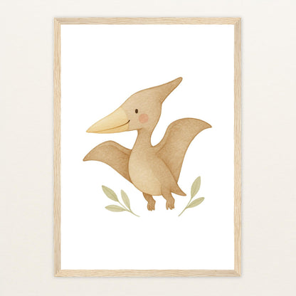 Dinosaurier Pteranodon Poster mit Holzrahmen von tinylearner