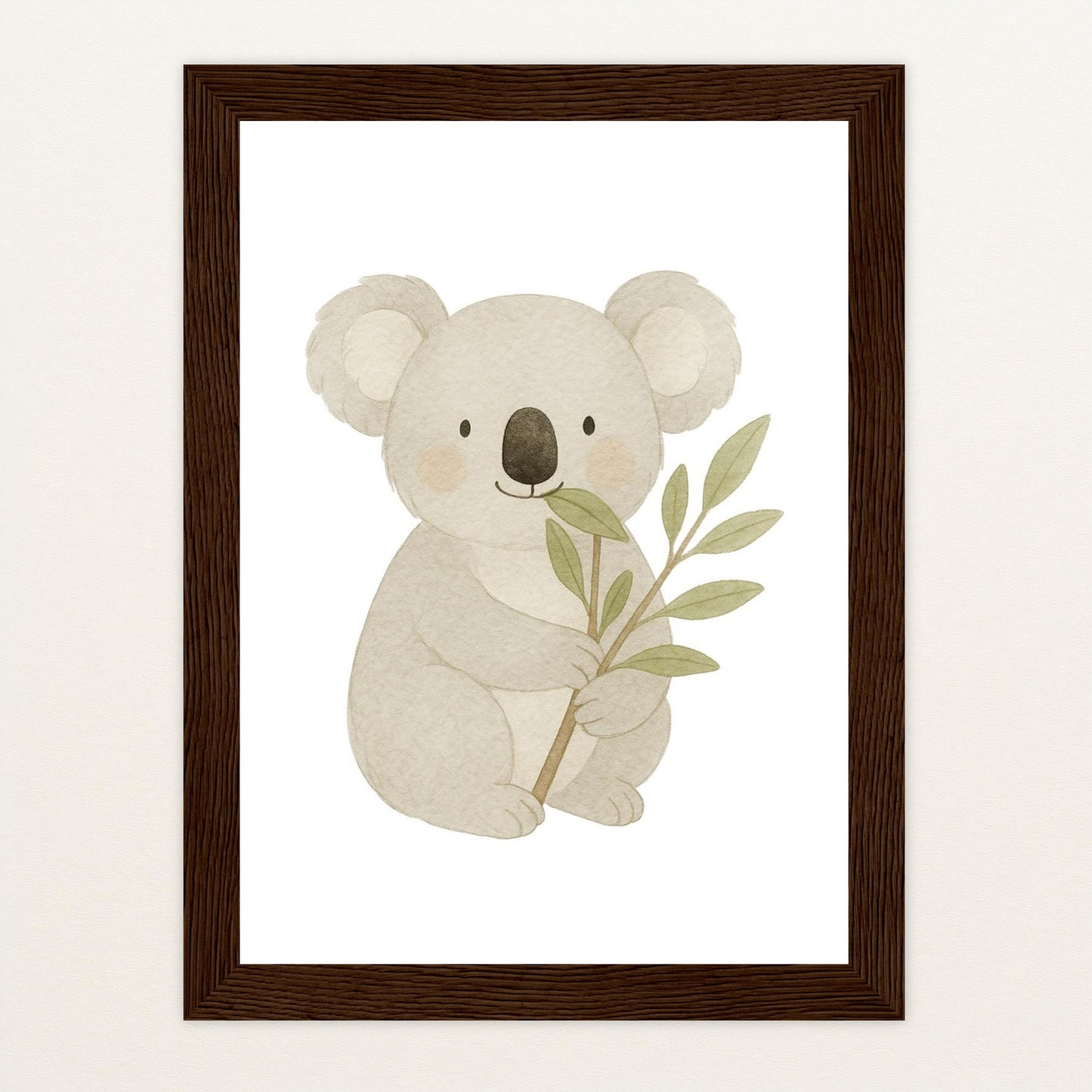Kori der Koala - Motiv: "Eukalyptus" Poster mit Holzrahmen von tinylearner