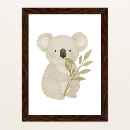 Kori der Koala - Motiv: "Eukalyptus" Poster mit Holzrahmen von tinylearner