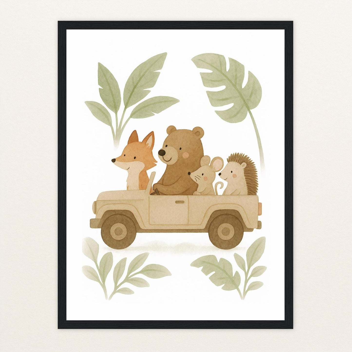 Tierfreunde - Motiv: "Safari" Poster mit Holzrahmen von tinylearner