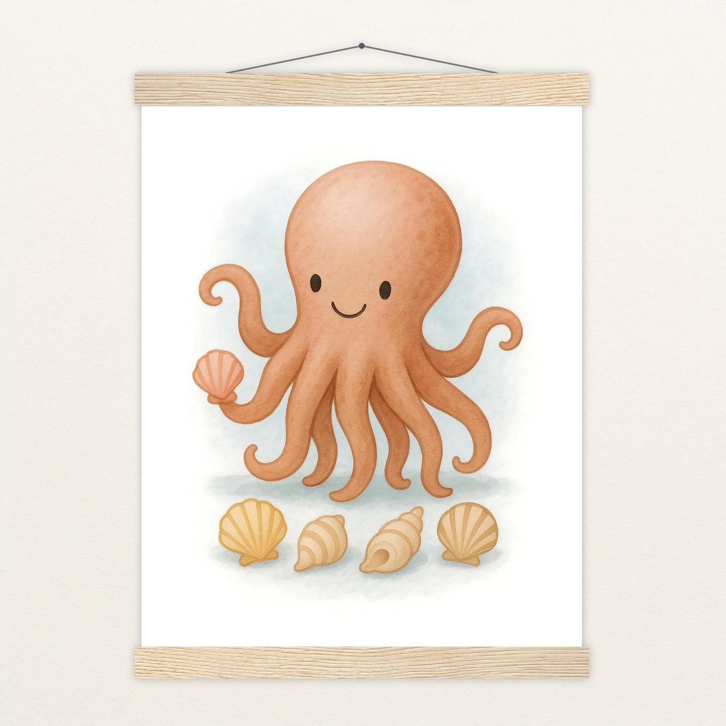 Tilli der Tintenfisch - Motiv: "Muscheln" Poster mit Leisten von tinylearner