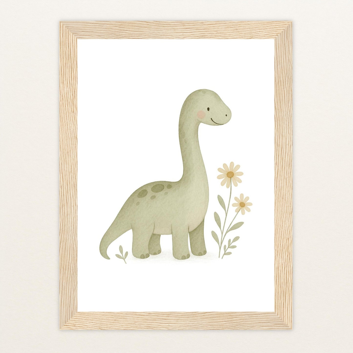 Dinosaurier Brachiosaurus Poster mit Holzrahmen von tinylearner