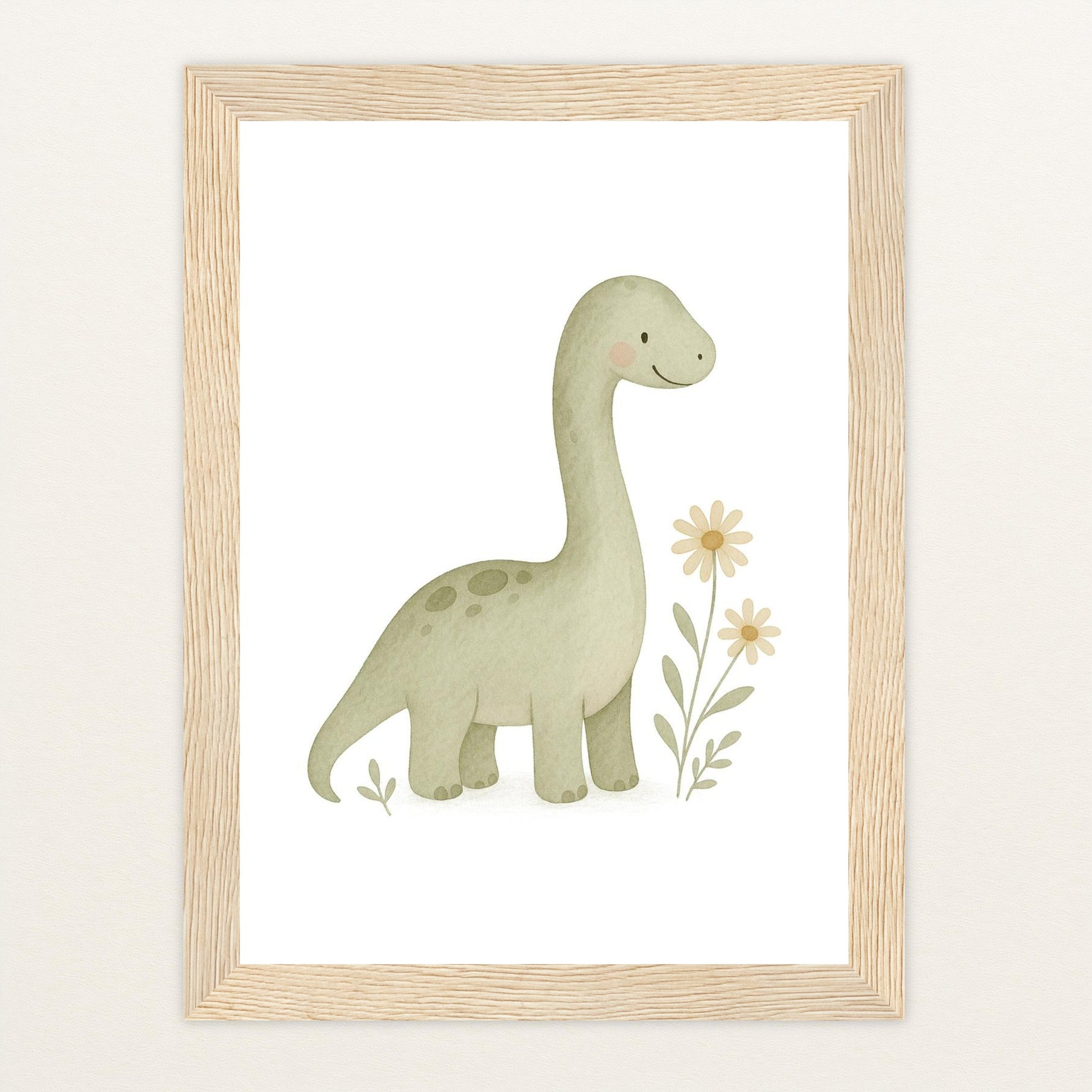 Dinosaurier Brachiosaurus Poster mit Holzrahmen von tinylearner