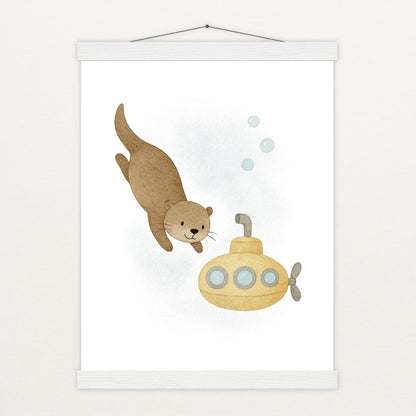 Otti der Otter - Motiv: "U-Boot" Poster mit Leisten von tinylearner