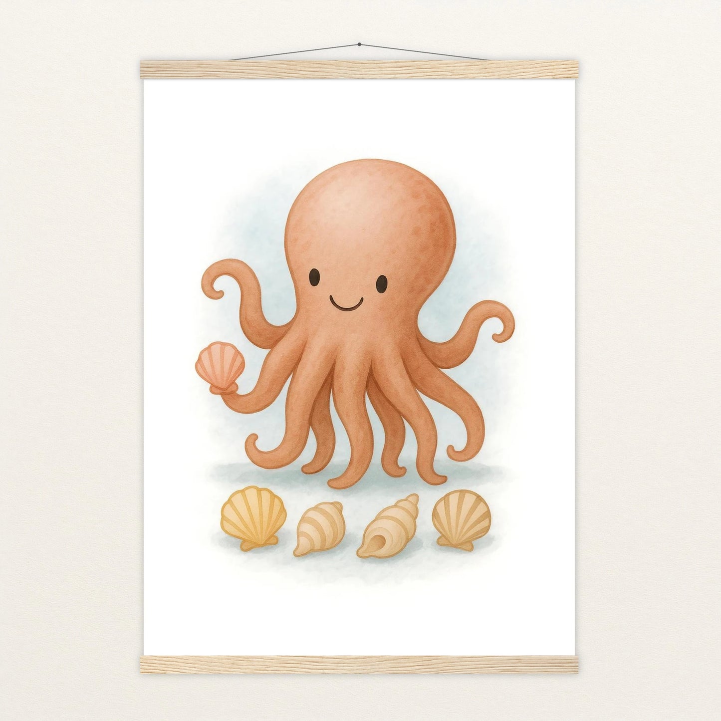 Tilli der Tintenfisch - Motiv: "Muscheln" Poster mit Leisten von tinylearner