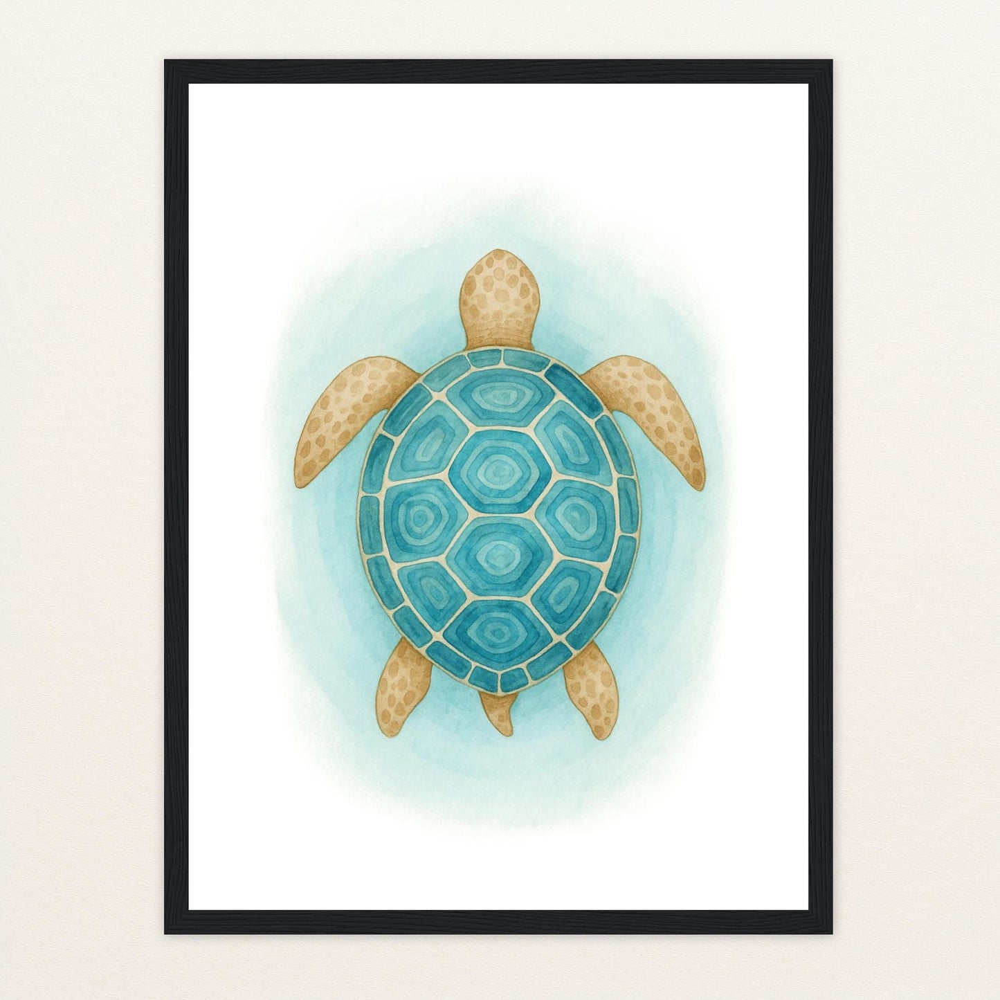 Sora die Schildkröte - Motiv: "Treiben" Poster mit Holzrahmen von tinylearner