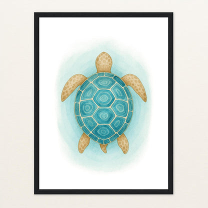 Sora die Schildkröte - Motiv: "Treiben" Poster mit Holzrahmen von tinylearner