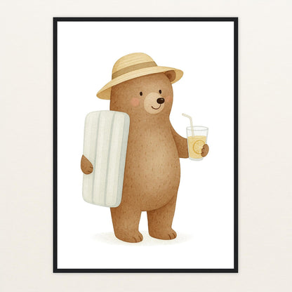 Balu der Bär - Motiv: "Strandtag" Poster mit Holzrahmen von tinylearner