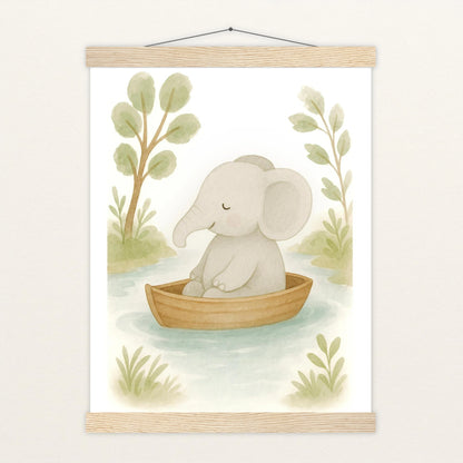 Emil der Elefant - Motiv: "Boot" Poster mit Leisten von tinylearner
