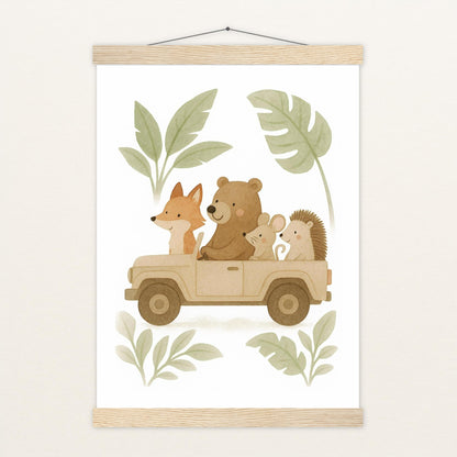 Tierfreunde - Motiv: "Safari" Poster mit Leisten von tinylearner
