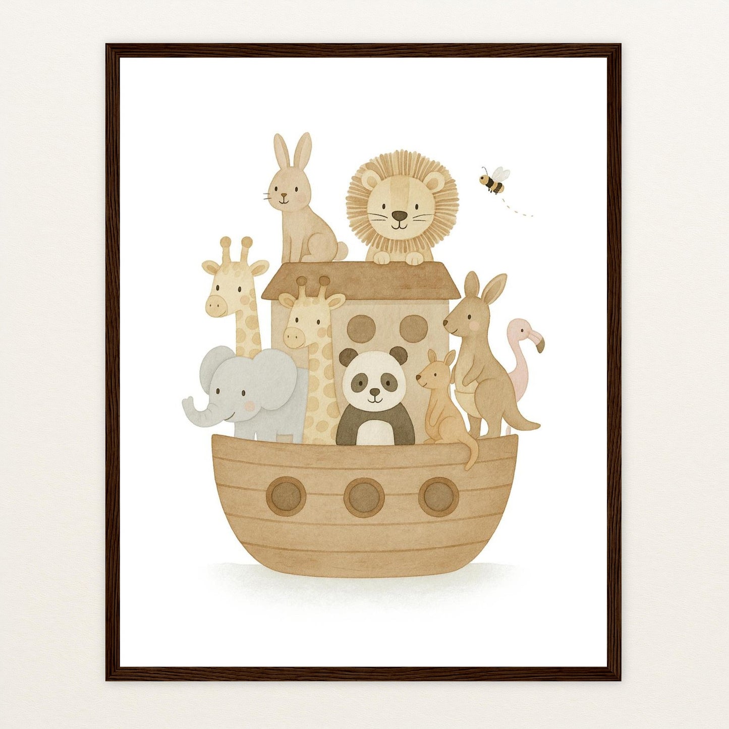 Tierfreunde - Motiv: "Arche Noah" Poster mit Holzrahmen von tinylearner