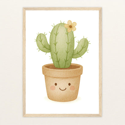 Kaktus Poster mit Holzrahmen von tinylearner