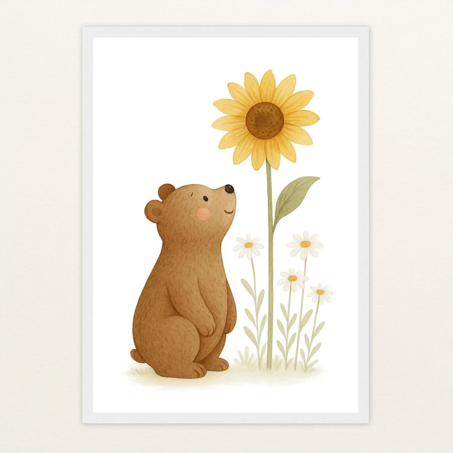 Balu der Bär - Motiv: "Sonnenblume" Poster mit Holzrahmen von tinylearner