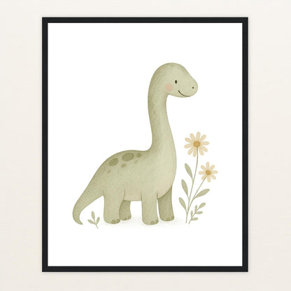 Dinosaurier Brachiosaurus Poster mit Holzrahmen von tinylearner