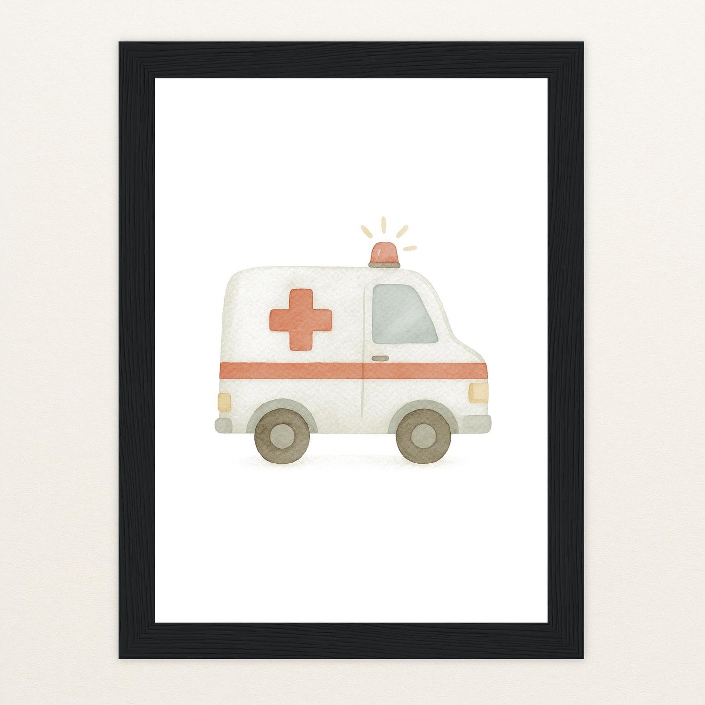 Krankenwagen Poster mit Holzrahmen von tinylearner